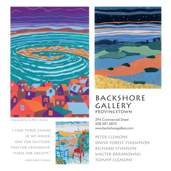 gouaches by Peter Clemens at Backshore Gallery, Provincetown