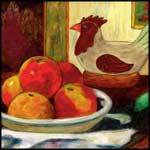 Hen and Fruit by Melyssa Bearse