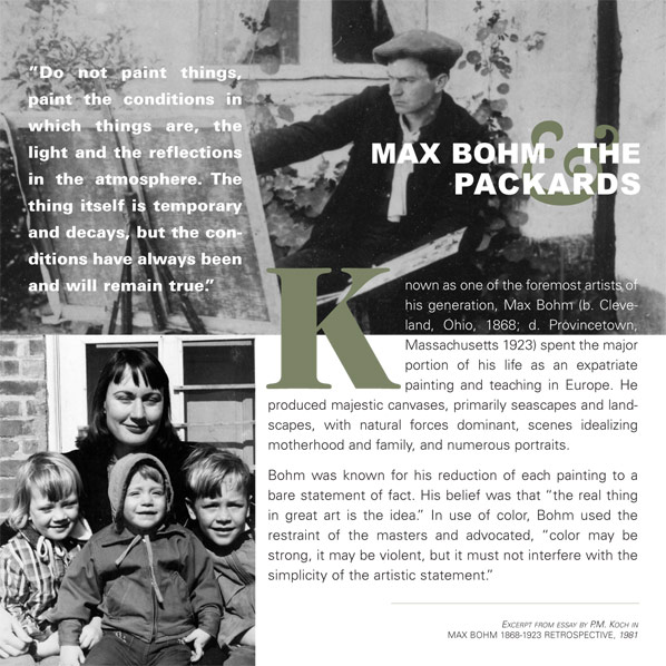 photos of Max Bohm and Packard family, excerpt from essay by PM Koch in Max Bohm Retrospective