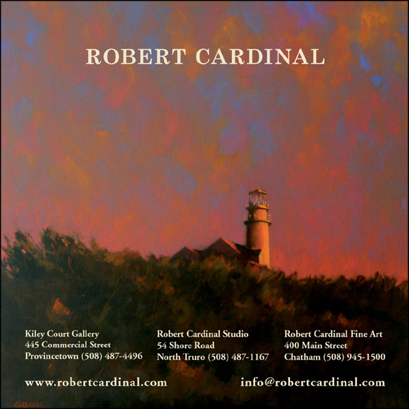 ad for Provincetown artist Robert Cardinal with links to his website and his email