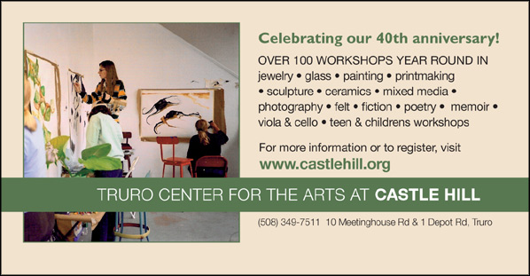 ad for Truro Center for the Arts at Castle Hill, Truro, MA, with link to their website
